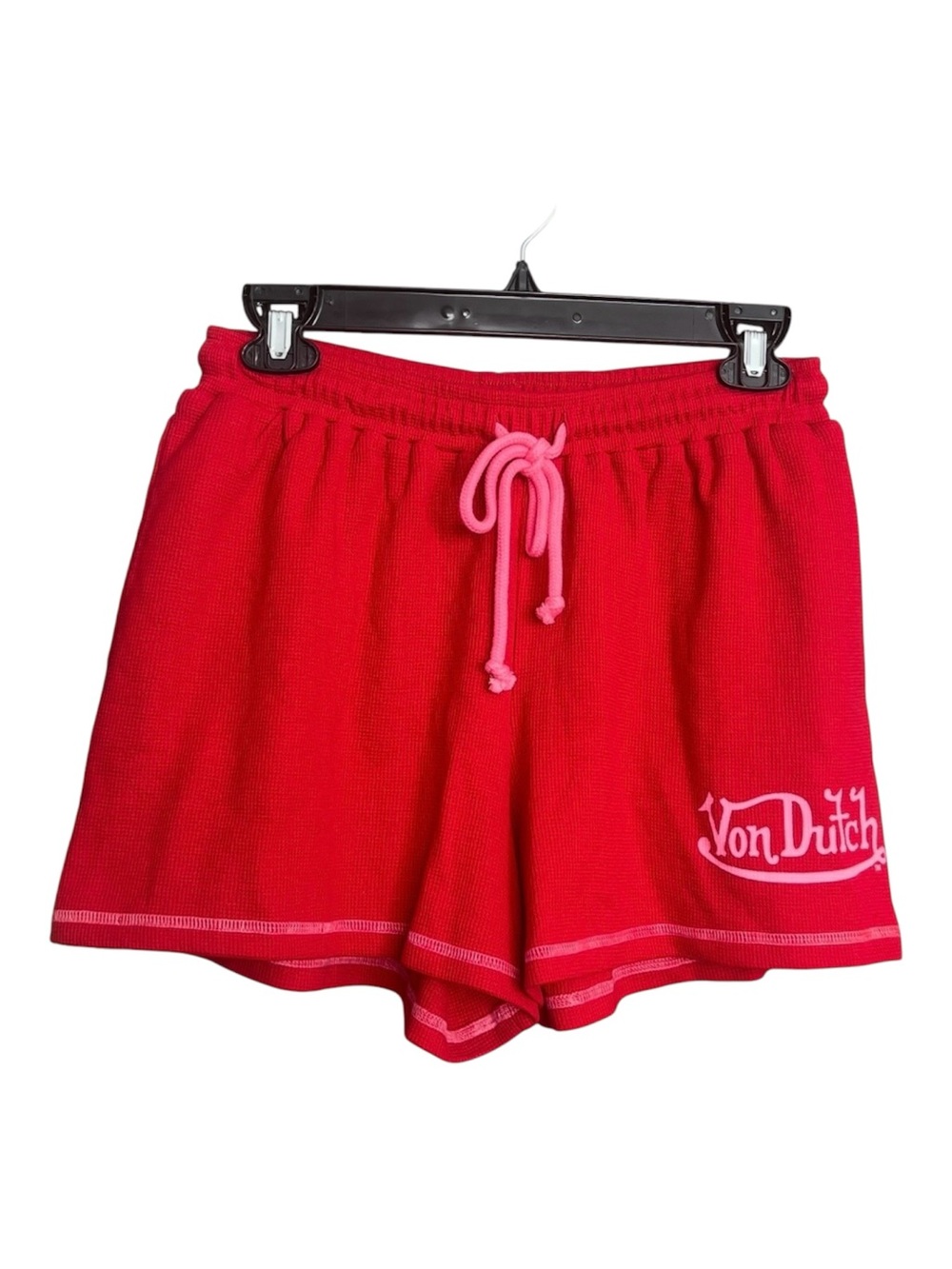 Von Dutch Y2K 2000s Thermal Knit Lounge Shorts Casual Comfy NWT SZ S Red